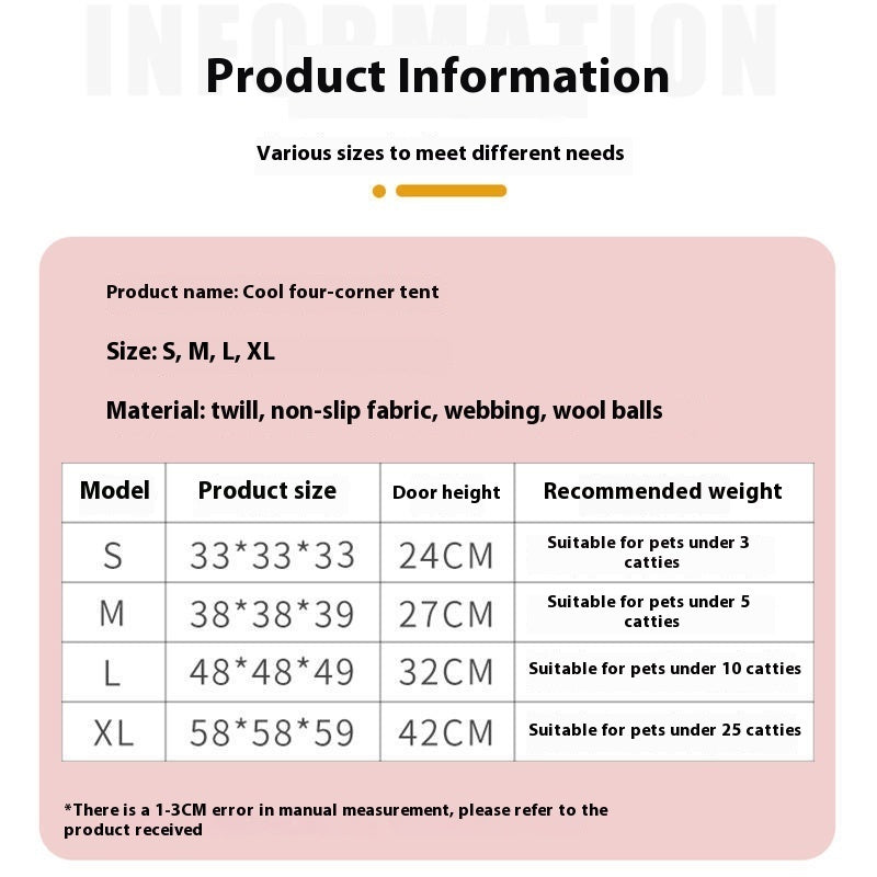 Four-corner Tent Cat Nest Foldable Cat House Kennel Removable And Washable Pet Supplies